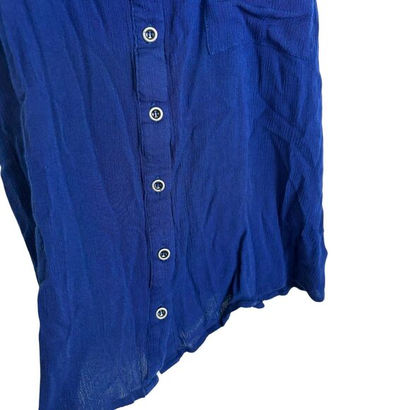 E & M Blue Button Front Tank Top Women's Small - Picture 2 of 5